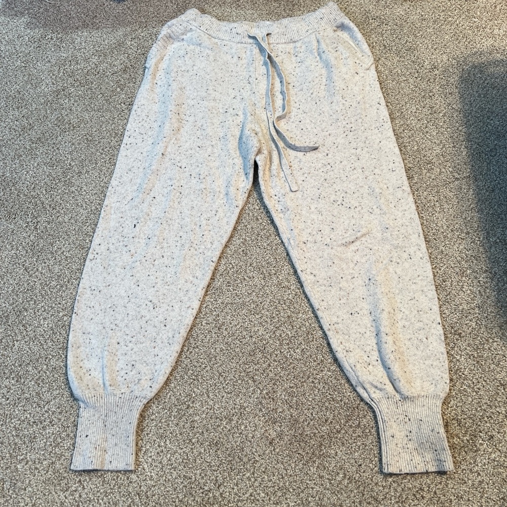 Cream Knit Jogger Pants